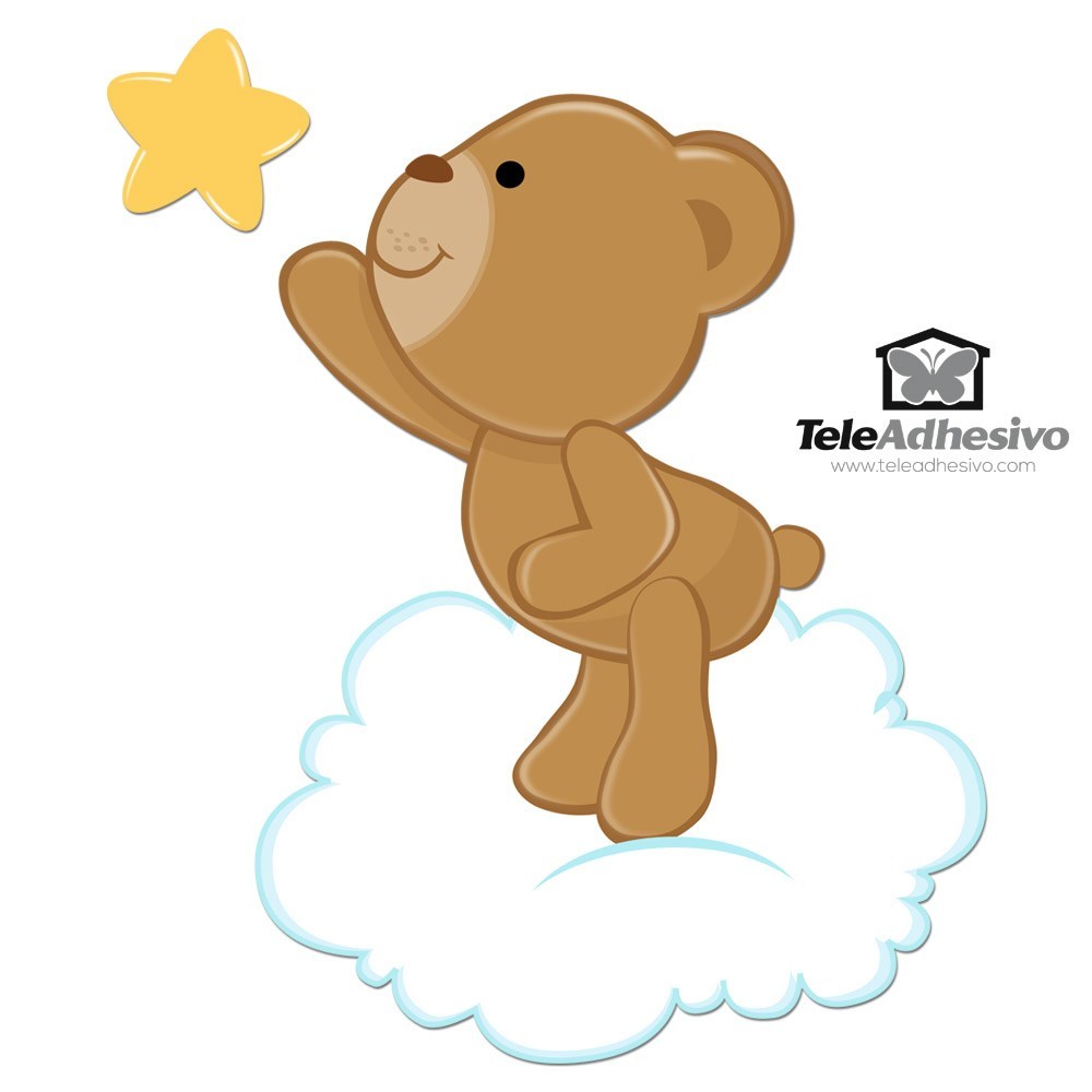 Kinderzimmer Wandtattoo: Kleiner Bär, der einen Stern fängt