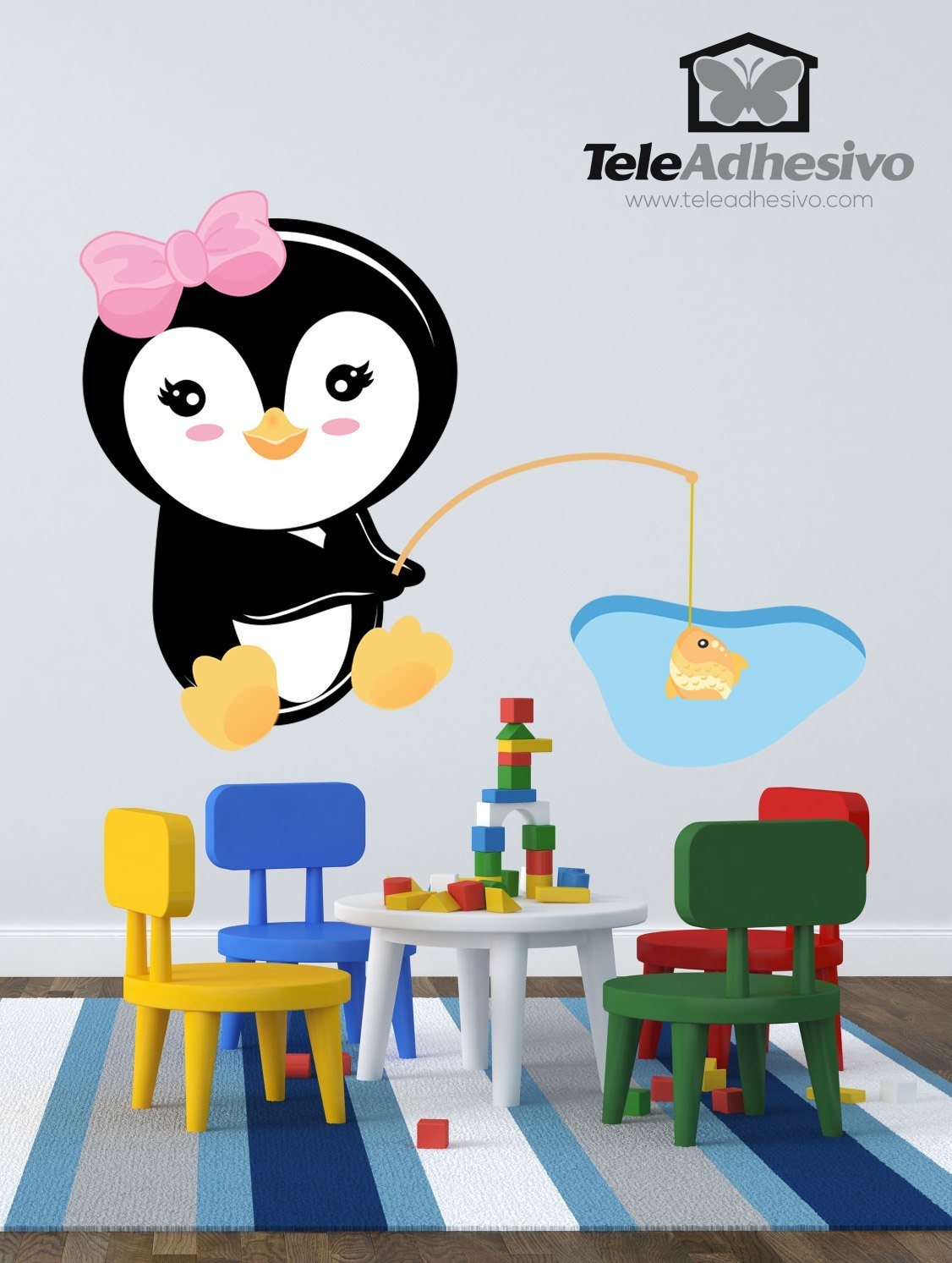 Kinderzimmer Wandtattoo: Pinguinfischen