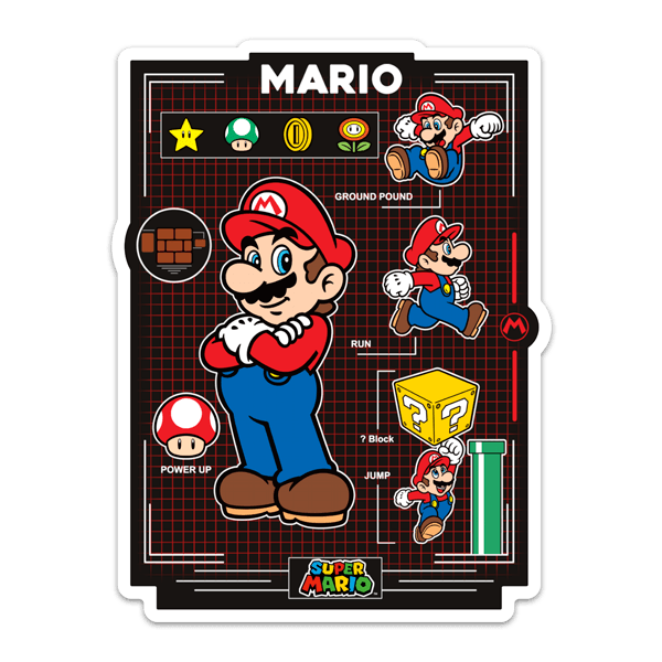 Aufkleber: Mario Bros Anweisungen