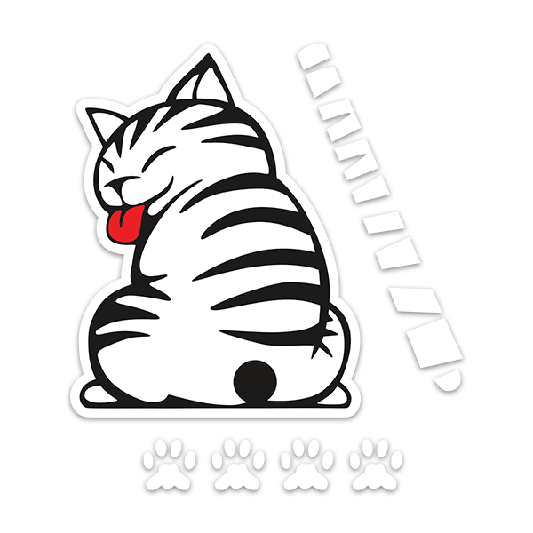 Aufkleber: Windschutzscheibenwischer Katze weiß