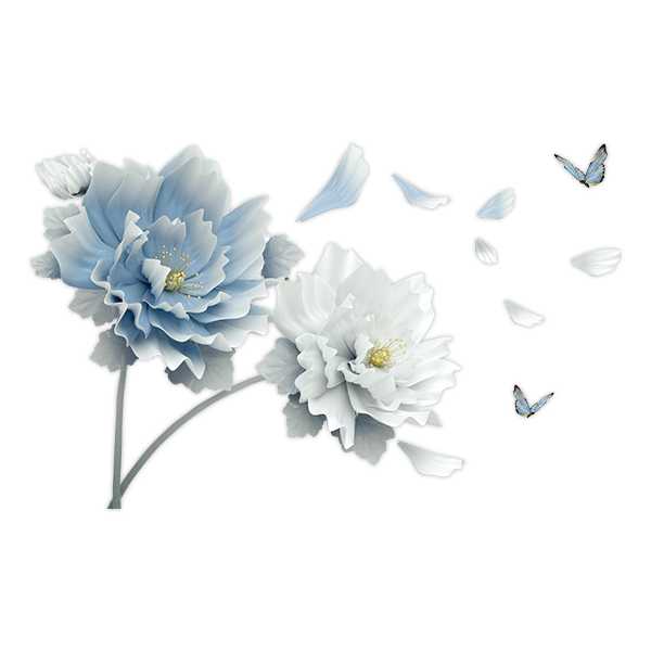 Wandtattoos: Blaue und weiße Blumen