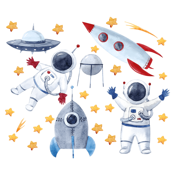 Kinderzimmer Wandtattoo: Astronauten im Weltraum