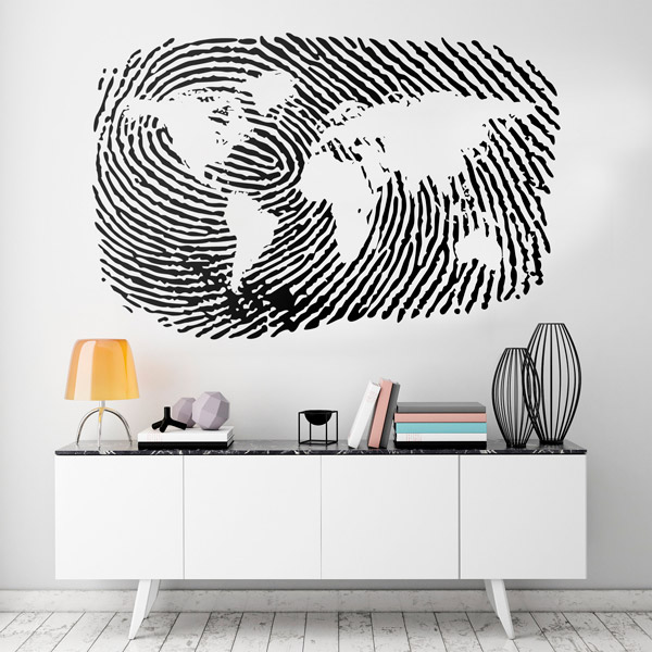 Wandtattoos: Weltkarte Fingerabdruck