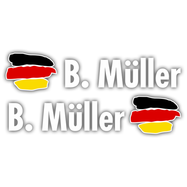 Aufkleber: 2X Flaggen Deutschland + Name in weiß