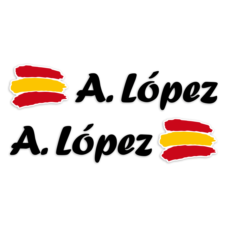 Aufkleber: 2X Flaggen Spanien + schwarz kalligraphischer N