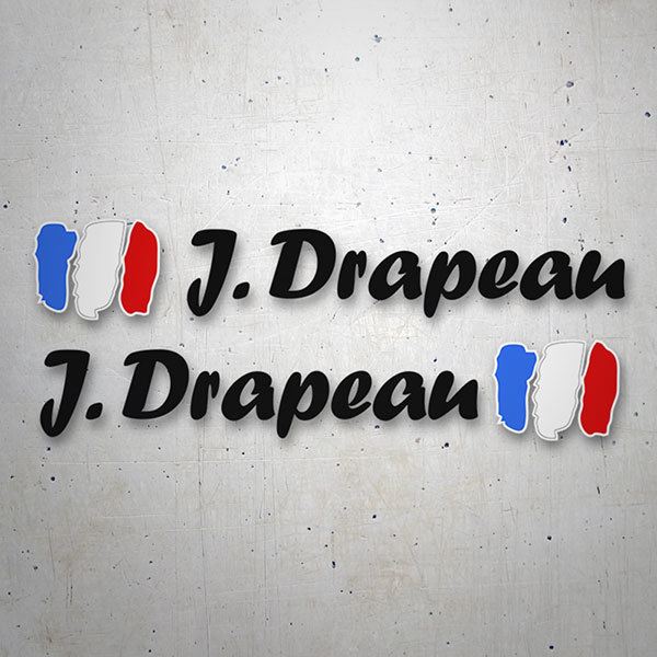 Aufkleber: 2 Flaggen Frankreich + Schwarzer kalligraphischer