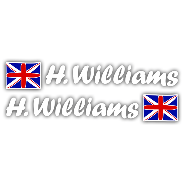 Aufkleber: 2X Großbritannien-Flaggen + weiß kalligraphischer