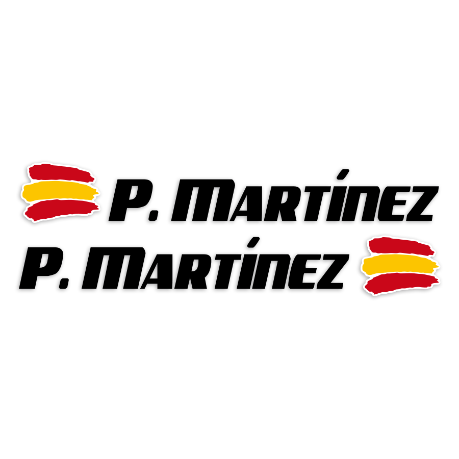 Aufkleber: 2X Flaggen Spanien + Name Sport schwarz