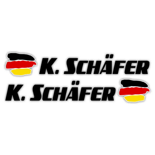 Aufkleber: 2X Flaggen Deutschland + Schwarzer Sportname