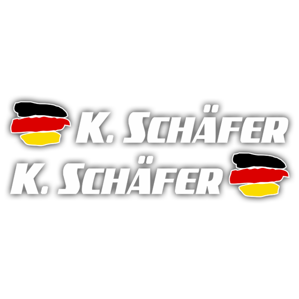 Aufkleber: 2X Flaggen Deutschland + weiß Sportname