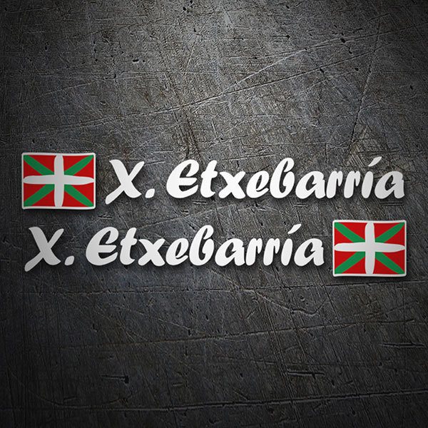 Aufkleber: 2X Flaggen Baskenland + Name kalligraphischer weiß