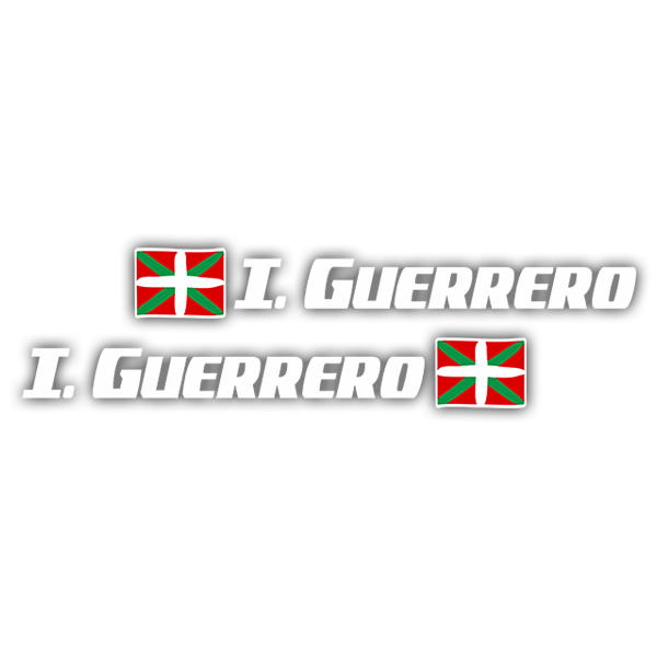 Aufkleber: 2X Flaggen Baskenland + Name Sport weiß