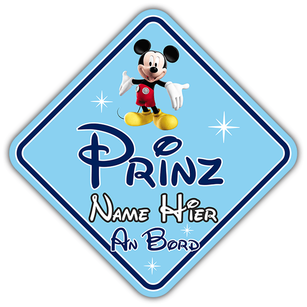 Aufkleber: Prinz an Bord personalisierte Disney - deutsch
