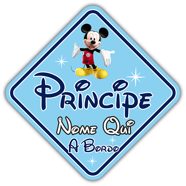 Aufkleber: Prinz an Bord personalisierte Disney - italienisch