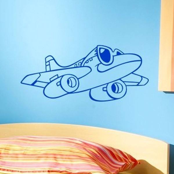 Kinderzimmer Wandtattoo: Flugzeug mit Sonnenbrille
