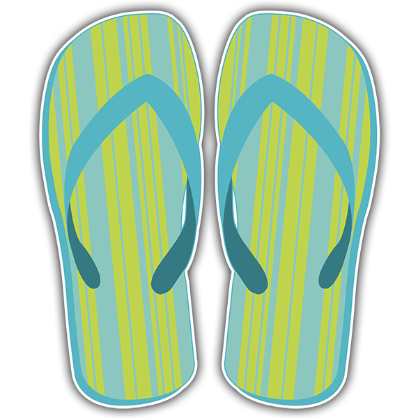 Aufkleber: Blau und grün gestreifte Flip Flops