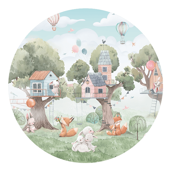 Kinderzimmer Wandtattoo: Kinderstadt im Wald