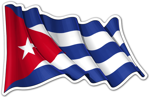Aufkleber: Flagge von Kuba winken