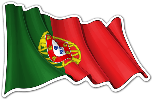 Aufkleber: Flagge von Portugal winken