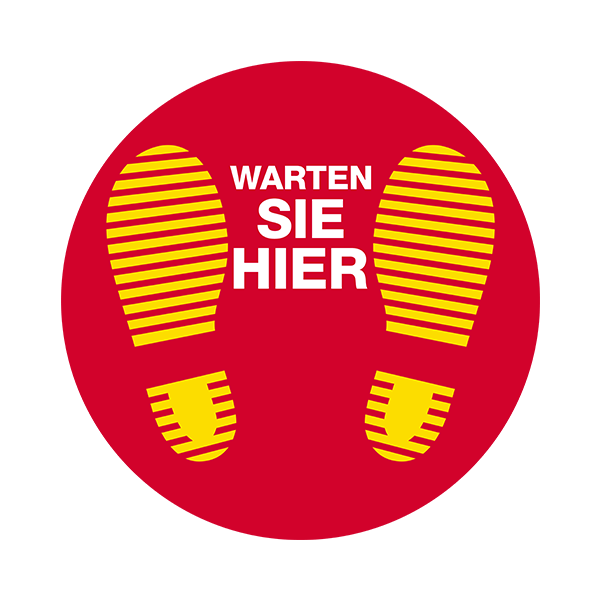 Aufkleber: Covid19 Rot Warten Sie Hier
