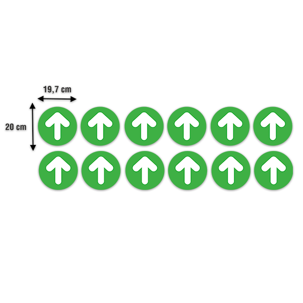 Aufkleber: Set 12X Grüne und Weiße Bodenpfeile Pfeile