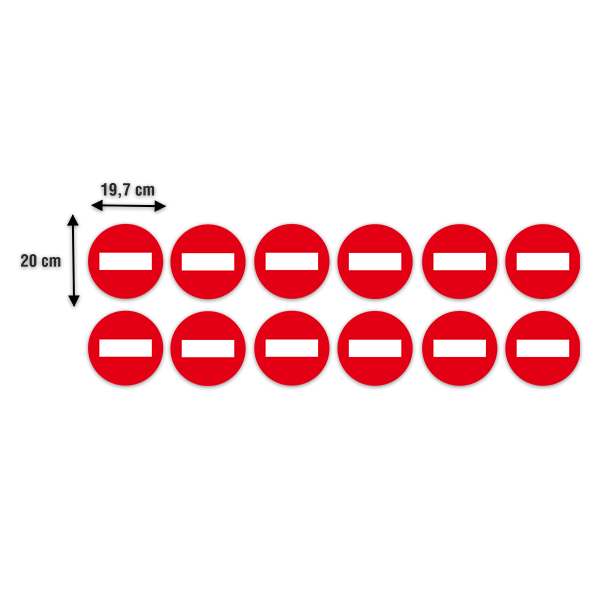 Aufkleber: Set 12X Verbotene Zeichen Pfeile