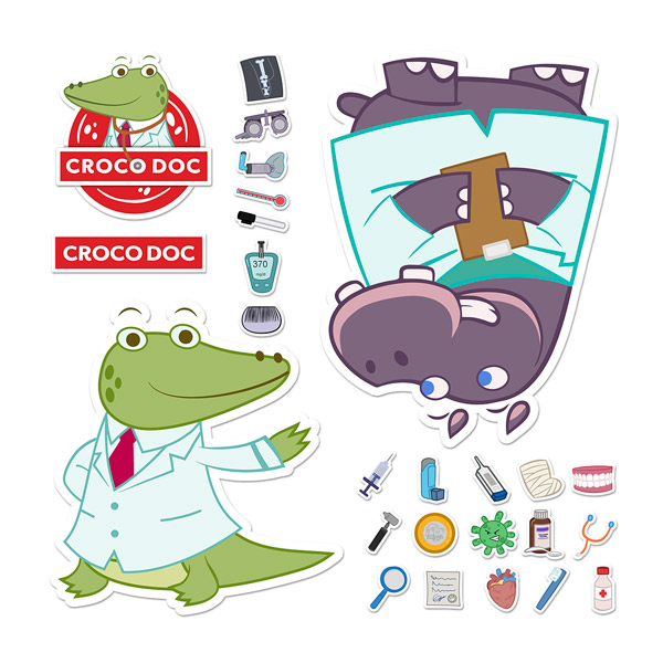 Kinderzimmer Wandtattoo: Croco Doc und Hippo Crat Kit