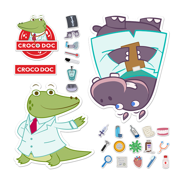 Kinderzimmer Wandtattoo: Croco Doc und Hippo Crat Kit