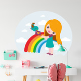 Kinderzimmer Wandtattoo: Regenbogen-Mädchen 3