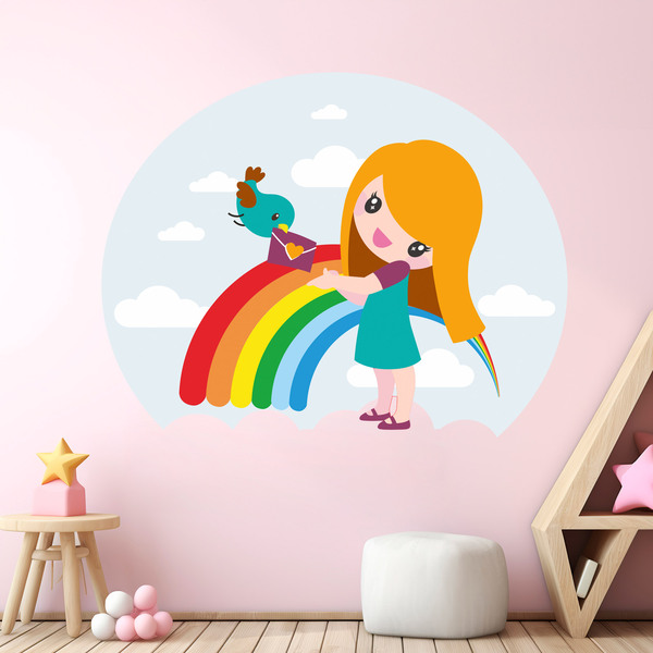 Kinderzimmer Wandtattoo: Regenbogen-Mädchen