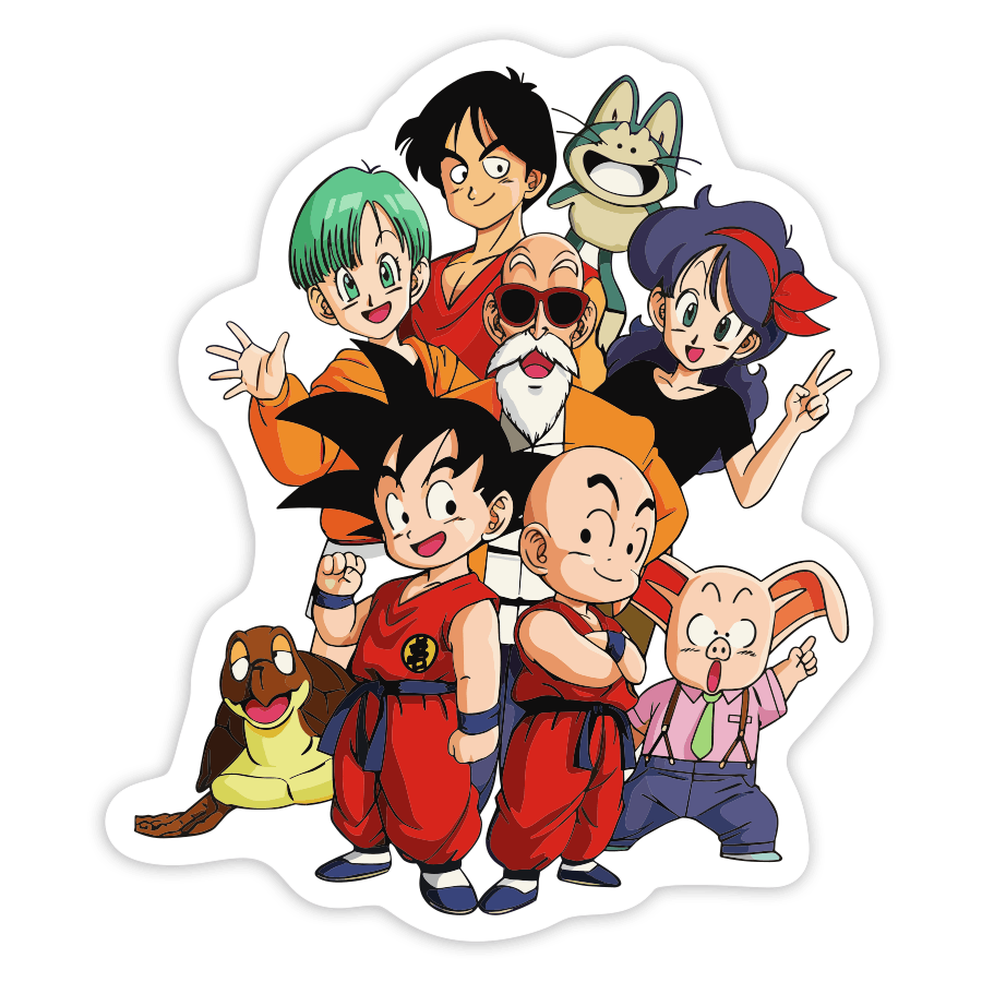Aufkleber: Son-Goku, Kuririn & Freunde