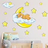 Kinderzimmer Wandtattoo: Bär in den Wolken und Mond gelben 5