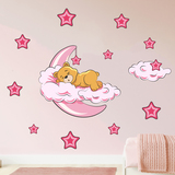 Kinderzimmer Wandtattoo: Bären in den Wolken und Mond rosa 3