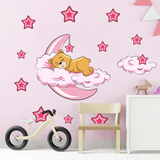 Kinderzimmer Wandtattoo: Bären in den Wolken und Mond rosa 4