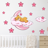 Kinderzimmer Wandtattoo: Bären in den Wolken und Mond rosa 5