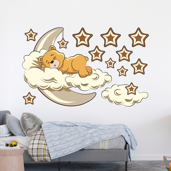 Kinderzimmer Wandtattoo: Bären in den Wolken und Mond neutrale