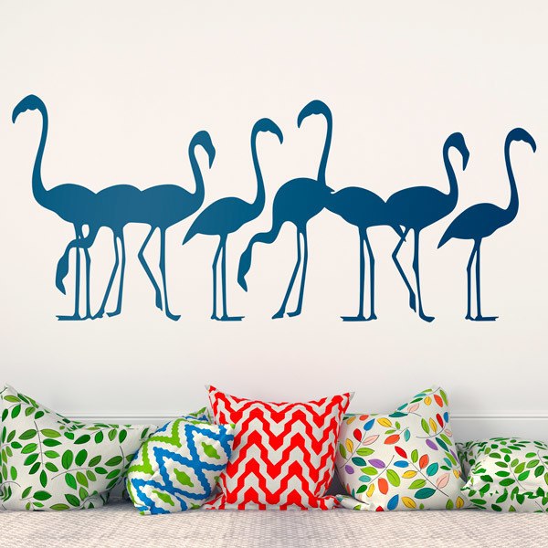 Wandtattoos: Herde von 8 Flamingos