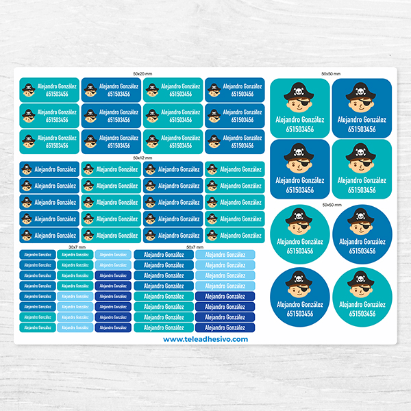 Aufkleber: Kit Namensaufkleber Piratenkapitän