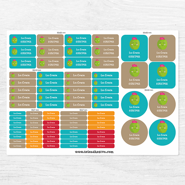 Aufkleber: Kit Namensaufkleber Kaktus