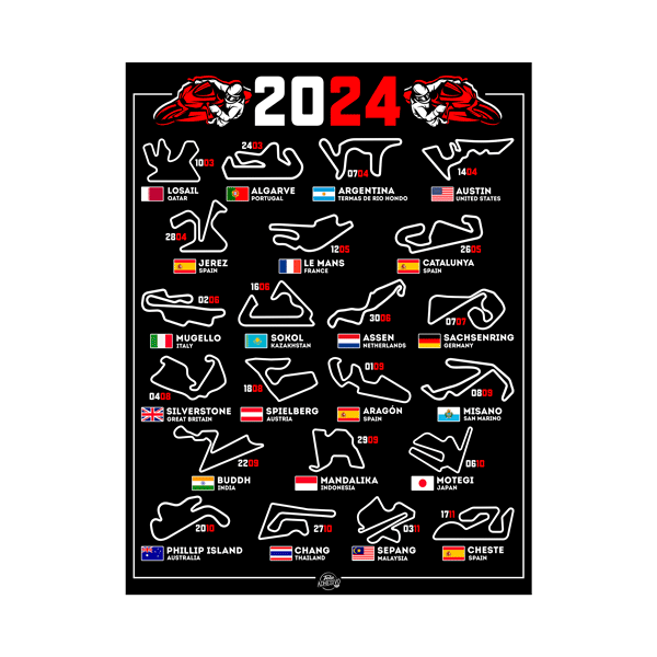 Wandtattoos: Selbstklebendes Vinyl-Poster MotoGP-Motorradstreck