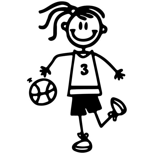 Aufkleber: Kleines Mädchen, das Basketball spielt