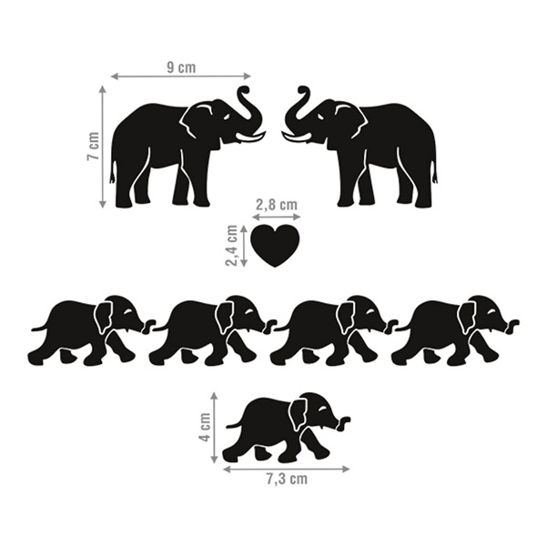 Aufkleber: Set 8X Elefanten