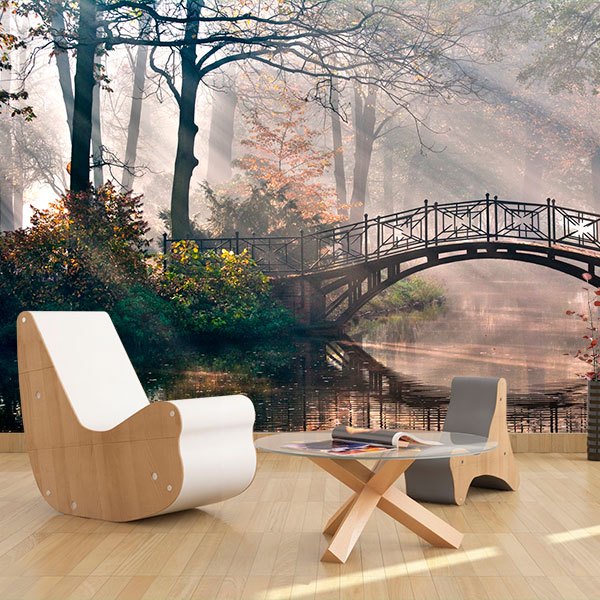 Fototapeten: Brücke im Wald