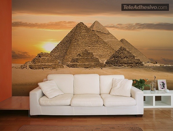 Fototapeten: Pyramiden von Gizeh bei Sonnenaufgang