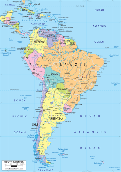Fototapeten: South America Political 1