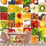 Fototapeten: Collage aus Früchten und Lebensmitteln 2