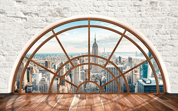 Wandtattoos: Halbkreisförmiges Fenster New York