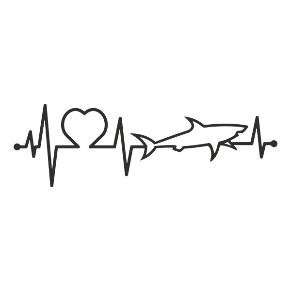 Aufkleber: Kardiogramm Haiherzschlag