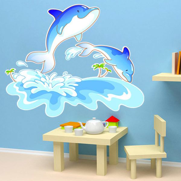 Kinderzimmer Wandtattoo: Delfine und Wellen