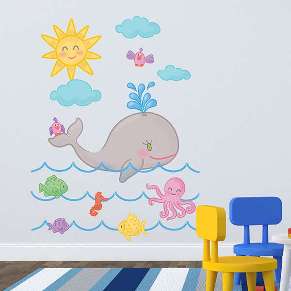 Kinderzimmer Wandtattoo: Der Wal und der Ozean